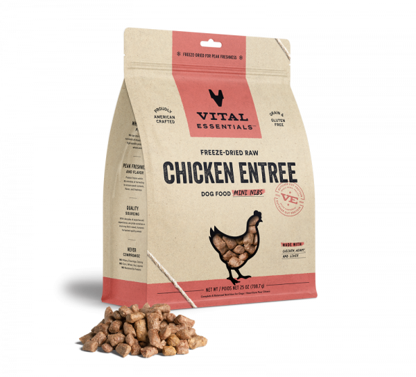 Vital Essentials Freeze Dried Grain Free Chicken Mini Nibs Entree for Dogs Food For Cheap