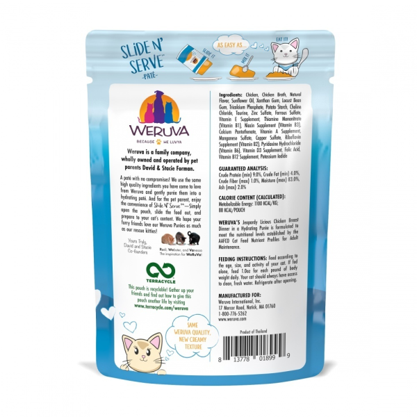 Weruva Slide N  Serve Grain Free Jeopurrdy Licious Chicken Dinner Wet Cat Food Pouch Sale