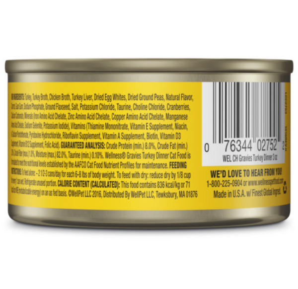 Wellness Natural Grain Free Gravies Turkey Dinner Canned Cat Food For Discount