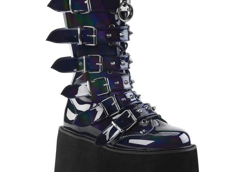 Damned-225 Platform Boots - Black Hologram Online Hot Sale