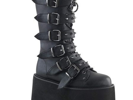 Damned-225 Platform Boots - Black Vegan Leather For Cheap