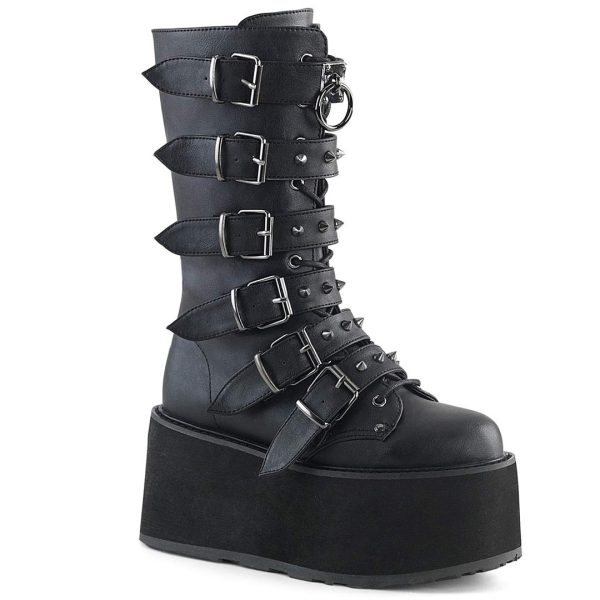 Damned-225 Platform Boots - Black Vegan Leather For Cheap