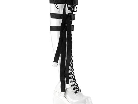 Wave-315 Platform Boots - White Stretch Patent on Sale