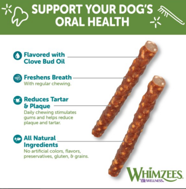 Whimzees Veggie Sausage Dental Chew Dog Treats Hot on Sale