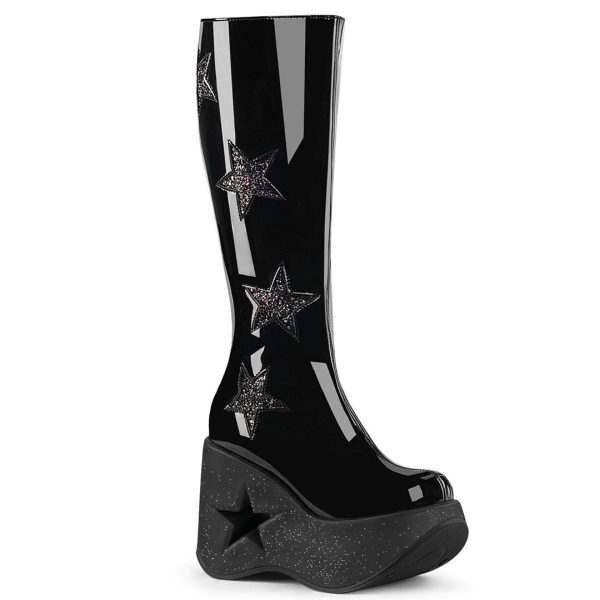 Dynamite-218 Platform Boots - Black Patent Discount