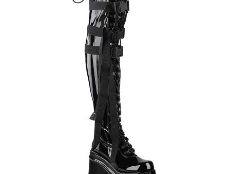 Wave-315 Platform Boots - Black Stretch Patent Online Sale