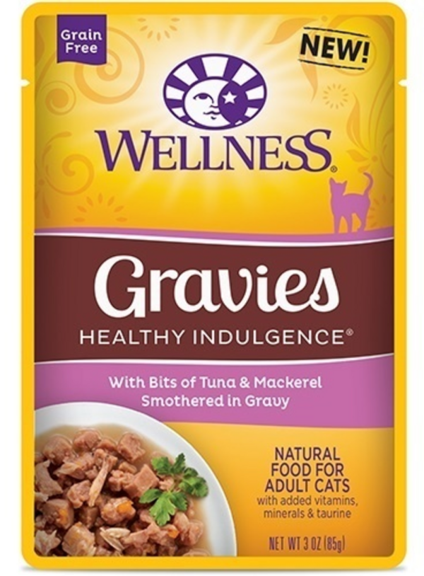 Wellness Healthy Indulgence Natural Grain Free Gravies with Tuna and Mackerel in Gravy Cat Food Pouch Sale