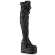 Wave-315 Platform Boots - Black Vegan Leather Fashion