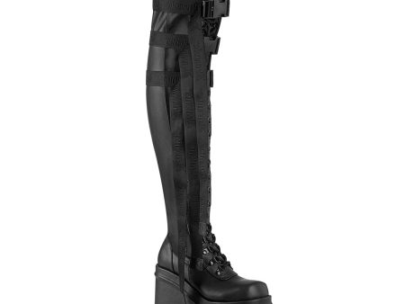 Wave-315 Platform Boots - Black Vegan Leather Fashion