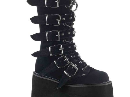 Damned-225 Platform Boots - Black Suede Fashion