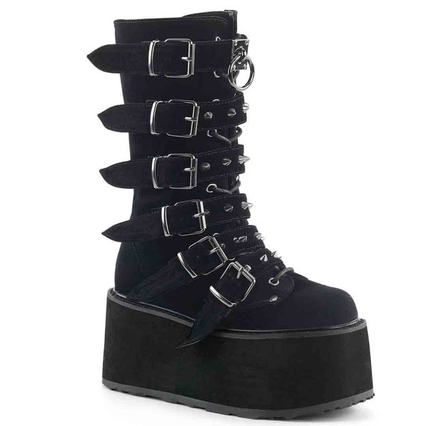 Damned-225 Platform Boots - Black Suede Fashion