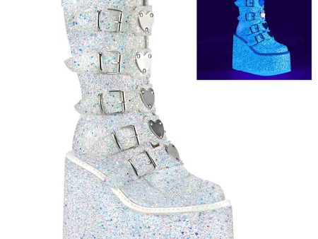 Swing-230G Platform Boots - White Glitter Online Hot Sale