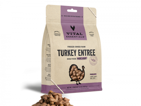 Vital Essentials Freeze Dried Grain Free Turkey Mini Nibs Entree for Dogs Food Hot on Sale