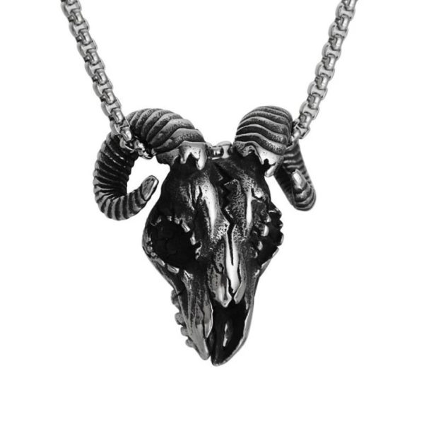 Baphomet Silver Horned Pendant Necklace Cheap