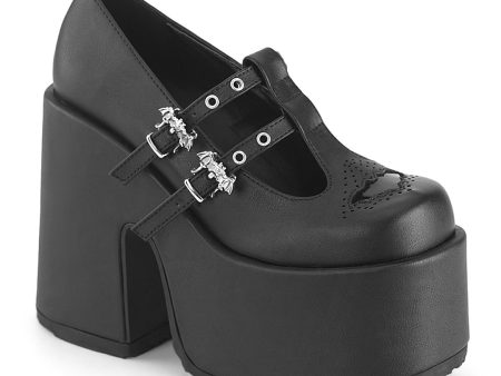 Camel-55 Platform Heels - Black Vegan Leather Cheap