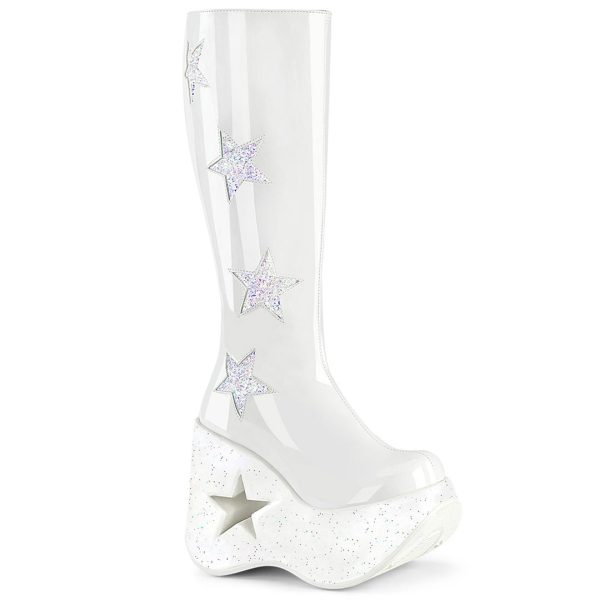 Dynamite-218 Platform Boots - White Patent Online Sale