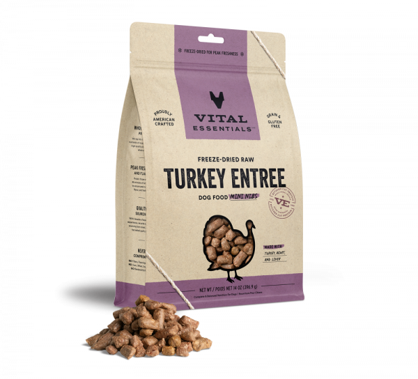 Vital Essentials Freeze Dried Grain Free Turkey Mini Nibs Entree for Dogs Food Hot on Sale