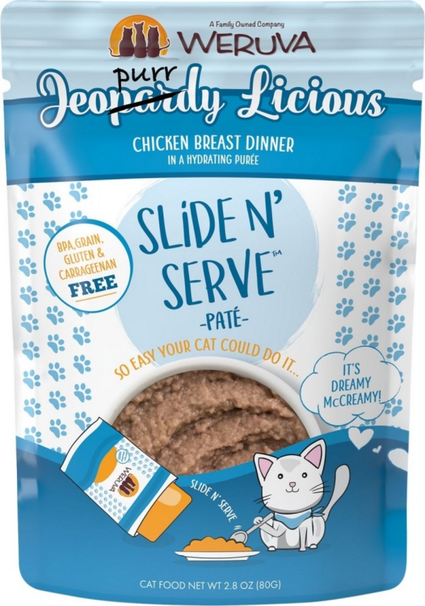 Weruva Slide N  Serve Grain Free Jeopurrdy Licious Chicken Dinner Wet Cat Food Pouch Sale