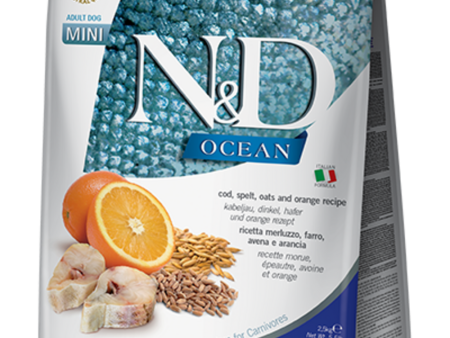 Farmina Ocean N&D Natural & Delicious Ancestral Grain Mini Adult Cod, Spelt, Oats & Orange Dry Dog Food For Discount