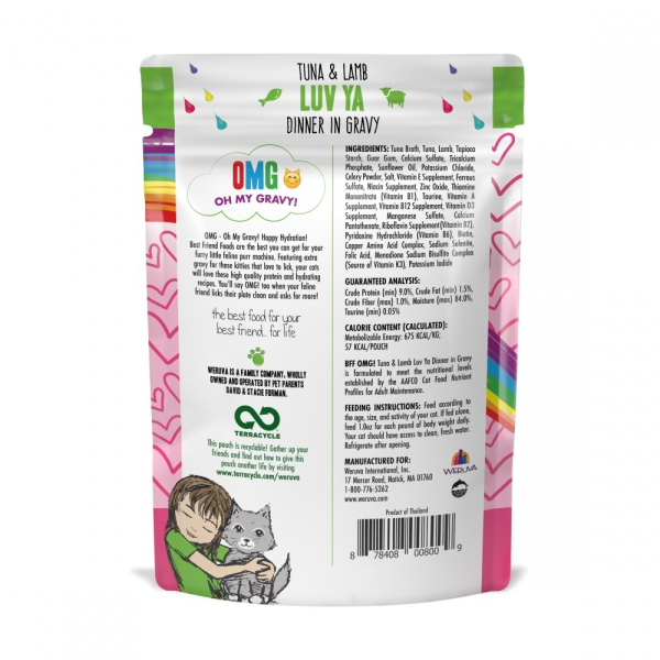 Weruva BFF Tuna & Lamb Luv Ya Recipe Pouches Wet Cat Food Online now