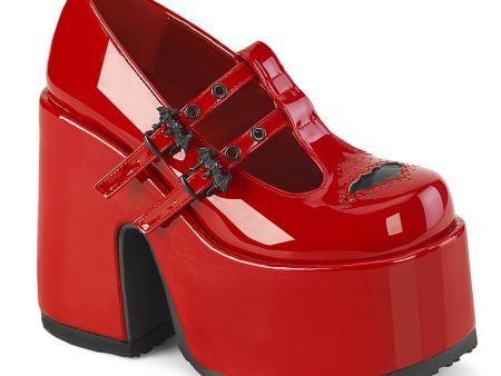 Camel-55 Platform Heels - Red Patent Hot on Sale