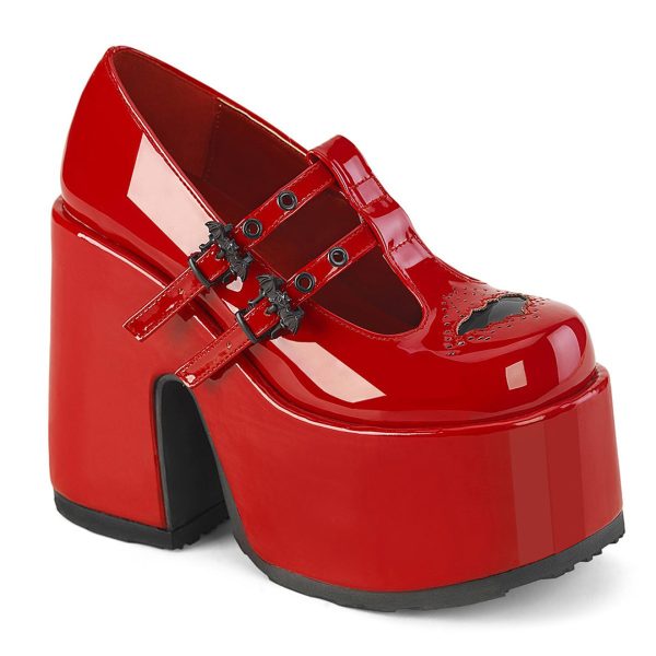 Camel-55 Platform Heels - Red Patent Hot on Sale