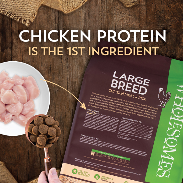 Wholesomes Large Breed Chicken Meal & Rice Recipe Dry Dog Food Supply