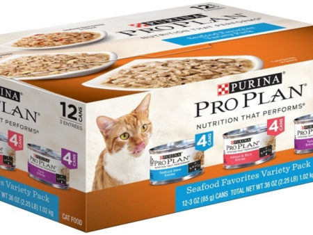 Purina Pro Plan Savor Seafood Entrees Variety Pack Adult Canned Cat Food Cheap