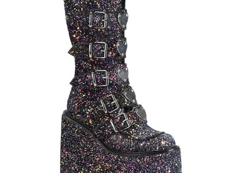 Swing-230G Platform Boots - Black Glitter Hot on Sale