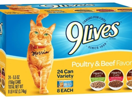 9 Lives Poultry and Beef Favorites Variety Pack Canned Cat Food Hot on Sale