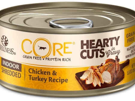 Wellness CORE Natural Grain Free Hearty Cuts Indoor Chicken and Turkey Canned Cat Food Online Sale