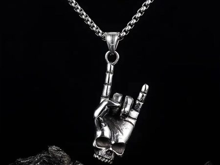 Skull Metal Hand Necklace Online