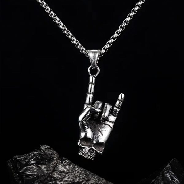 Skull Metal Hand Necklace Online